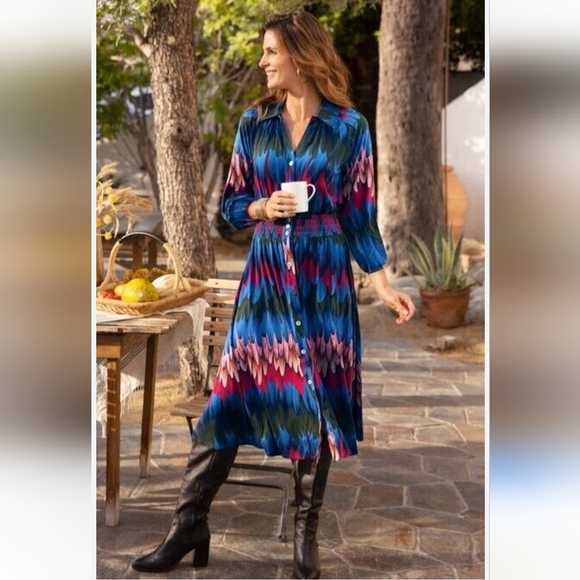 NWT Soft Surroundings Multicolor Patterned Women's Dress, SzM - Picture 3 of 9